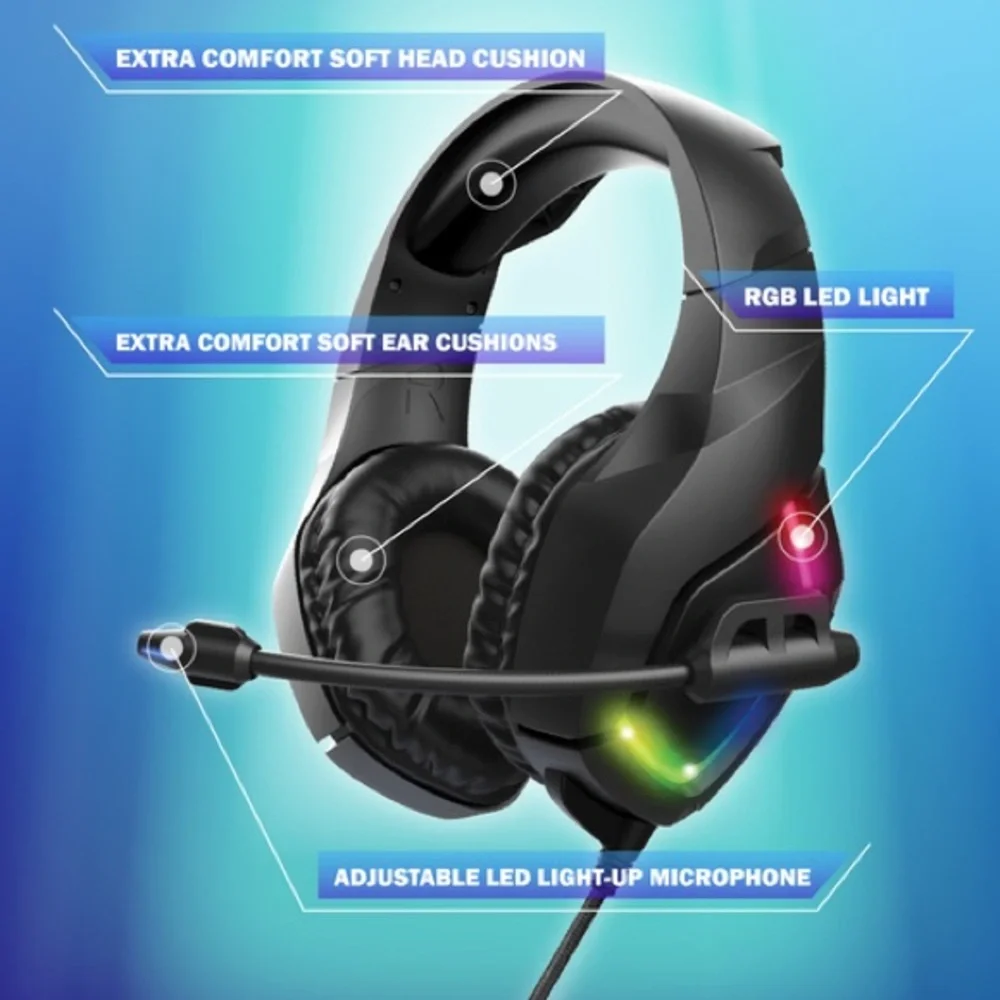 Bugha Black LED Gaming Headset w/ Mic